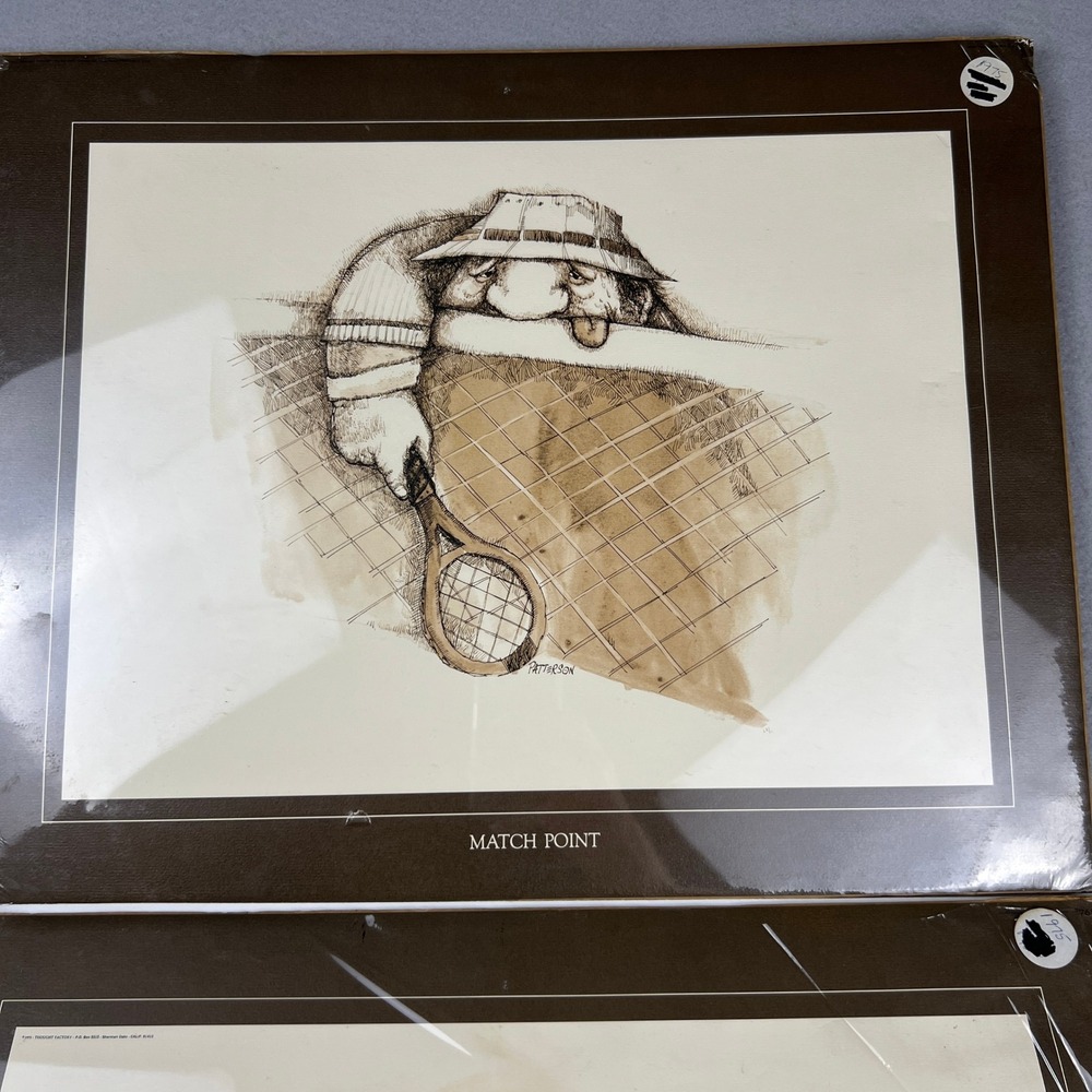 Gary Patterson Tennis Art Prints Set of 2 20x16 Brown Vintage Sports Decor